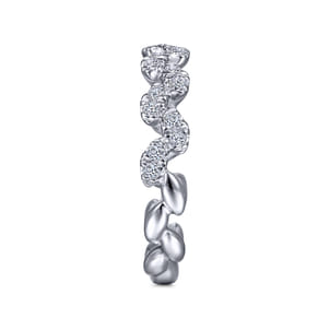 14K White Gold Diamond Leaf Ring