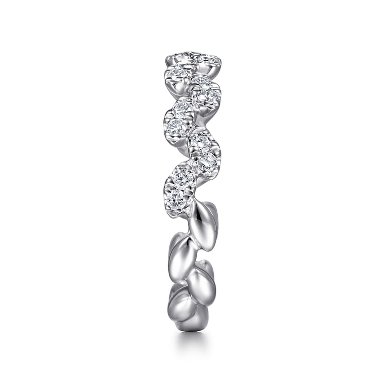14K White Gold Diamond Leaf Ring - 0.4 ct - Shot 4