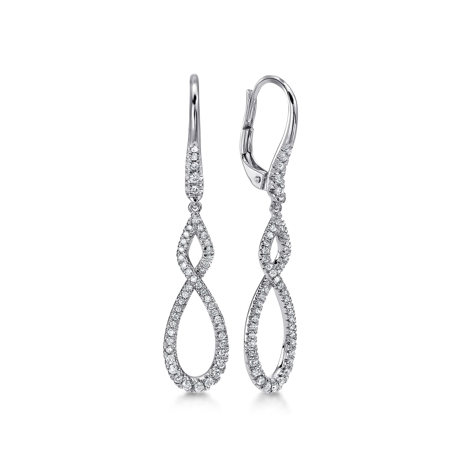 14k White Gold Unique Hanging Earrings discount 1