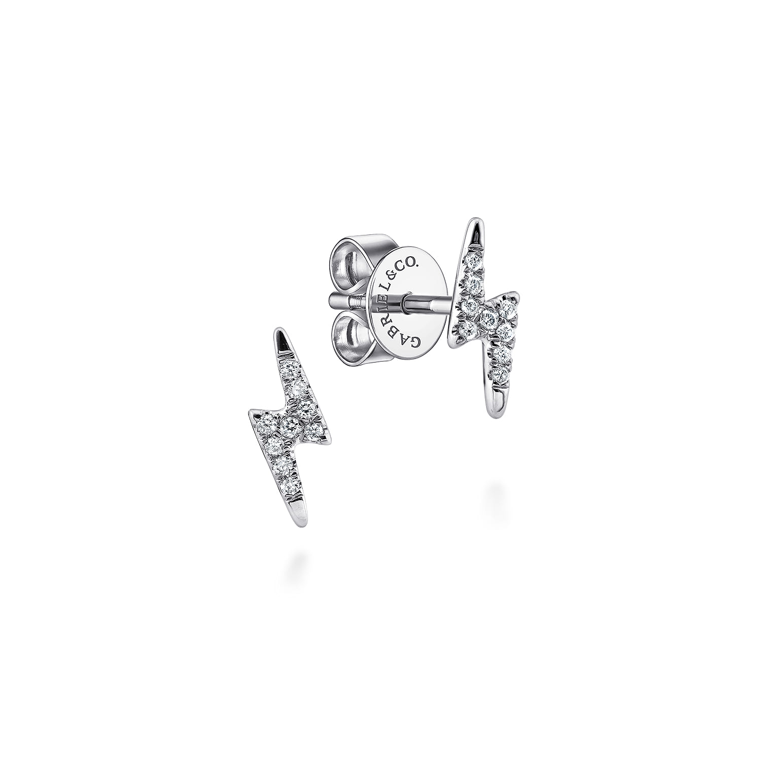 14K White Gold Diamond Lightning Bolt Stud Earrings - 0.06 ct - Shot 1