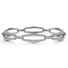 14K White Gold Diamond Link Bangle Bracelet - 1 ct