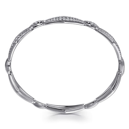 14K White Gold Diamond Link Bangle Bracelet