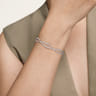 14K White Gold Diamond Link Bangle Bracelet - 1 ct