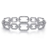 14K White Gold Diamond Link Bangle