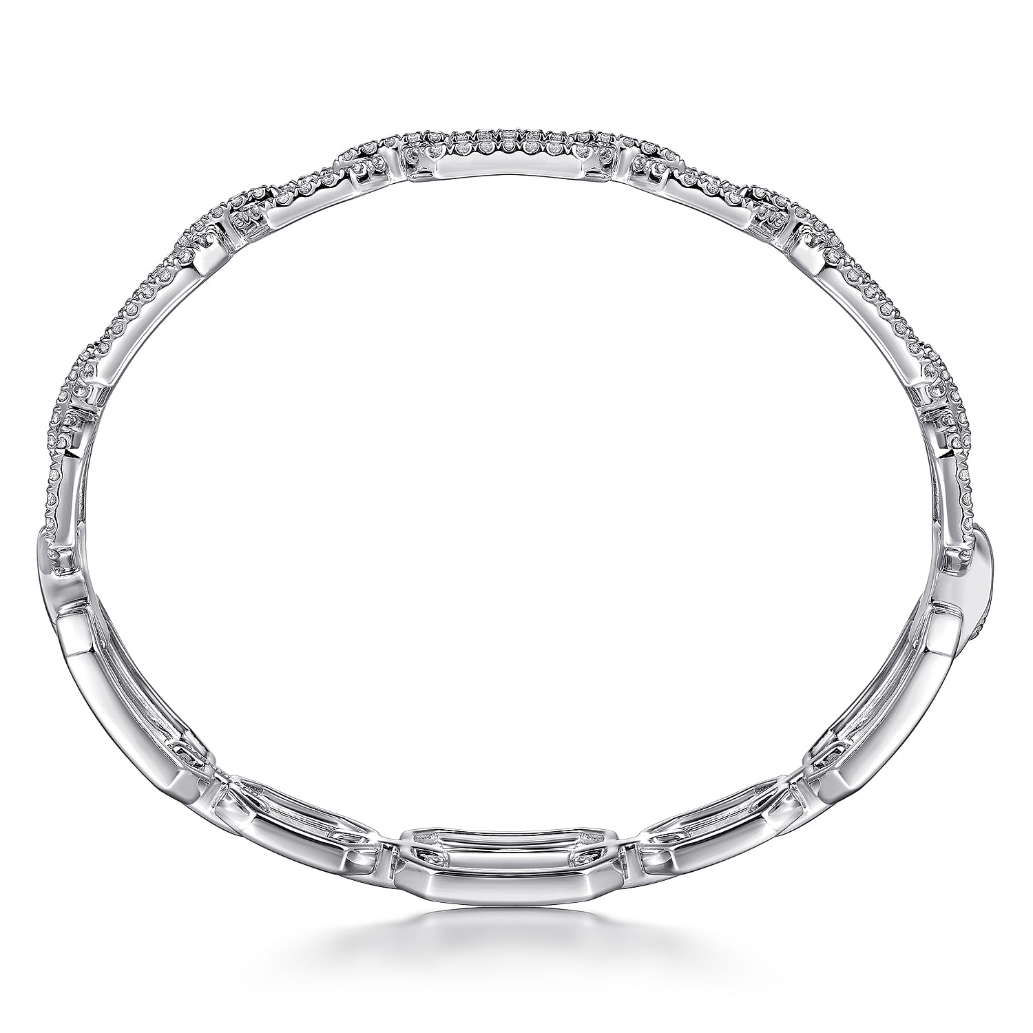 14K White Gold Diamond Link Bangle - 1.5 ct - Shot 3