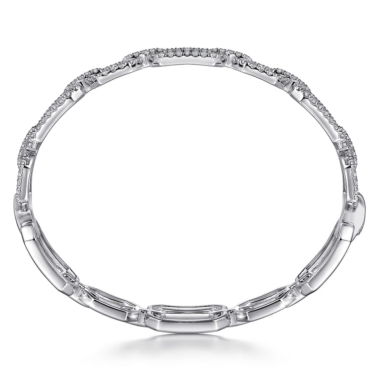 14K White Gold Diamond Link Bangle - 1.5 ct - Shot 3