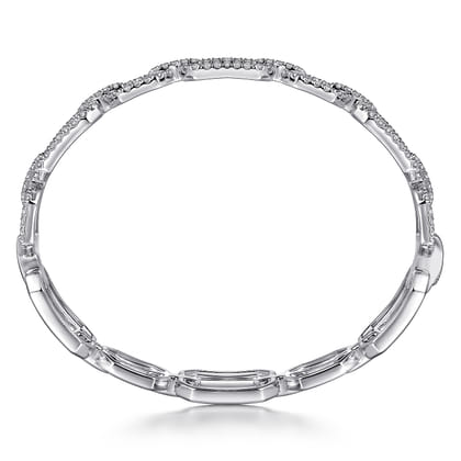 14K White Gold Diamond Link Bangle
