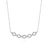 14K White Gold Diamond Link Bar Necklace - 0.55 ct