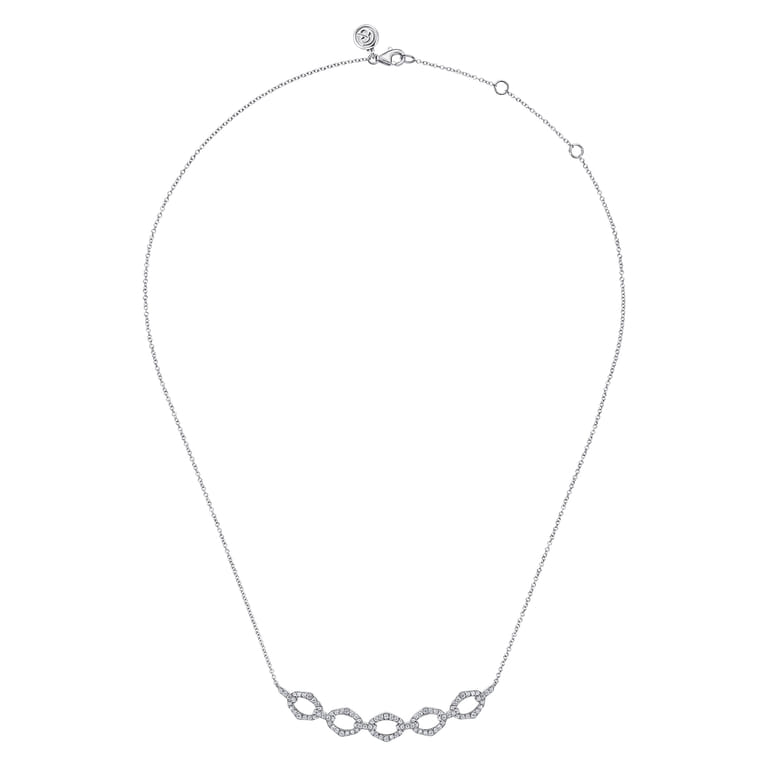 14K White Gold Diamond Link Bar Necklace - 0.55 ct - Shot 2