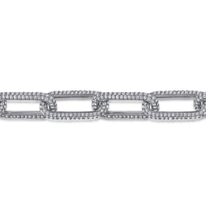 14K White Gold Diamond Link Chain Bracelet