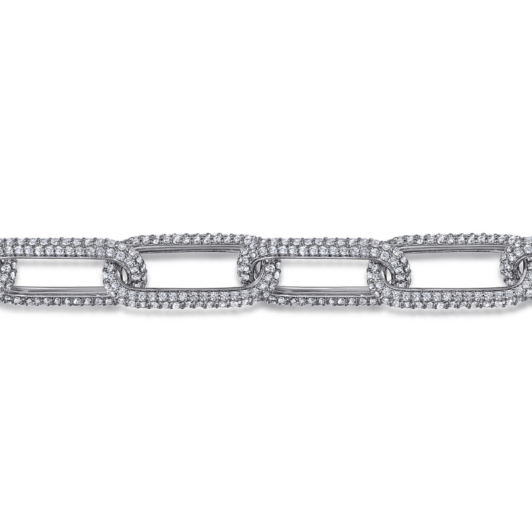 14K White Gold Diamond Link Chain Bracelet - 8.5 ct - Shot 2