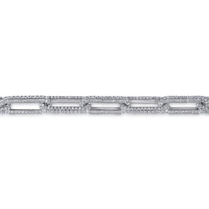 14K White Gold Diamond Link Chain Bracelet
