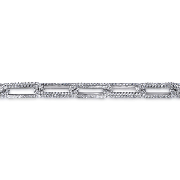 14K White Gold Diamond Link Chain Bracelet - 7 ct - Shot 2