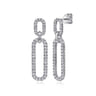 14K White Gold Diamond Link Chain Drop Earrings - 1.2 ct