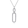 14K White Gold Diamond Link Chain Drop Pendant Necklace - 1.2 ct