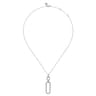14K White Gold Diamond Link Chain Drop Pendant Necklace - 1.2 ct