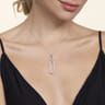 14K White Gold Diamond Link Chain Drop Pendant Necklace - 1.2 ct
