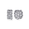 14K White Gold Diamond Link Huggie Earrings - 1 ct