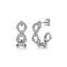 14K White Gold Diamond Link J Hoop Earrings - 0.6 ct