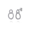 14K White Gold Diamond Link Stud Drop Earrings - 0.38 ct