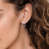14K White Gold Diamond Link Stud Drop Earrings - 0.38 ct