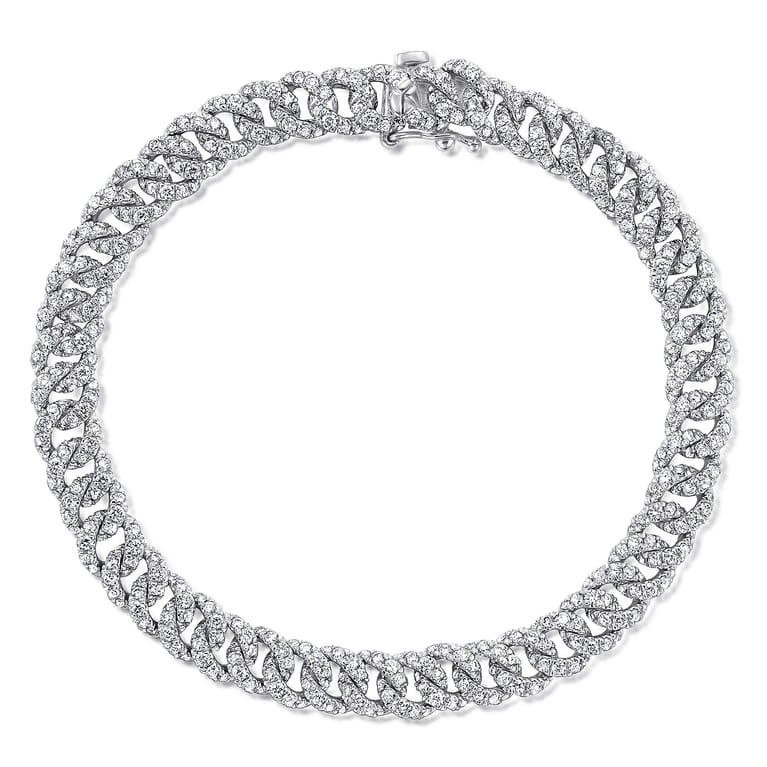 14K White Gold Diamond Link Tennis Bracelet - 3.34 ct - Shot 1