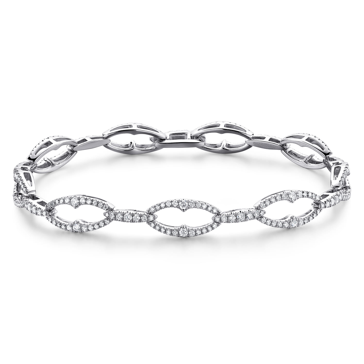 14K White Gold Diamond Link Tennis Bracelet - 1.51 ct - Shot 1