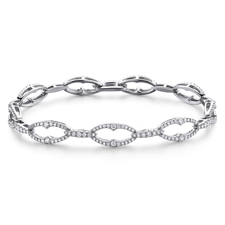14K White Gold Diamond Link Tennis Bracelet - 1.51 ct - Shot 1