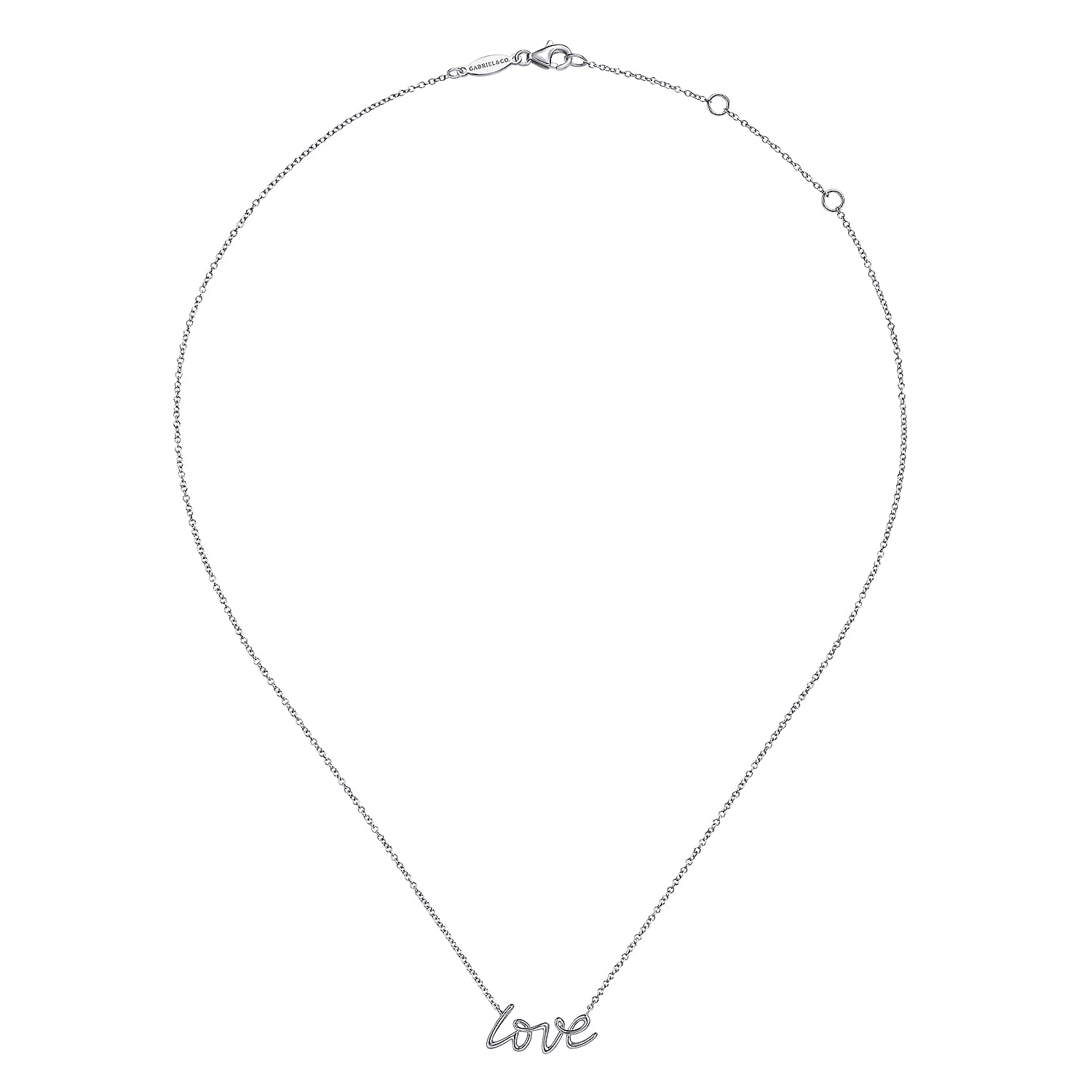 14K White Gold Diamond Love Necklace