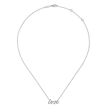 14K White Gold Diamond Love Necklace