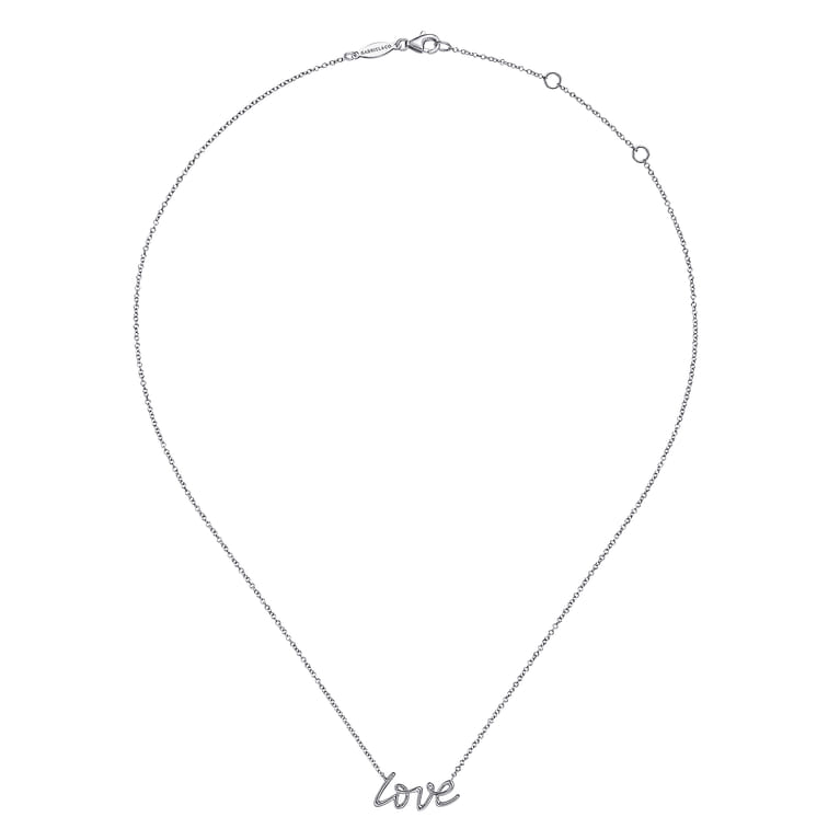 14K White Gold Diamond Love Necklace - Shot 2