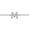 14K White Gold Diamond M Initial Chain Bracelet - 0.09 ct