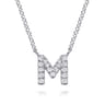 14K White Gold Diamond M Initial Pendant Necklace - 0.09 ct