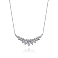 14K White Gold Diamond Marquise Bar Necklace