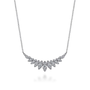14K White Gold Diamond Marquise Bar Necklace
