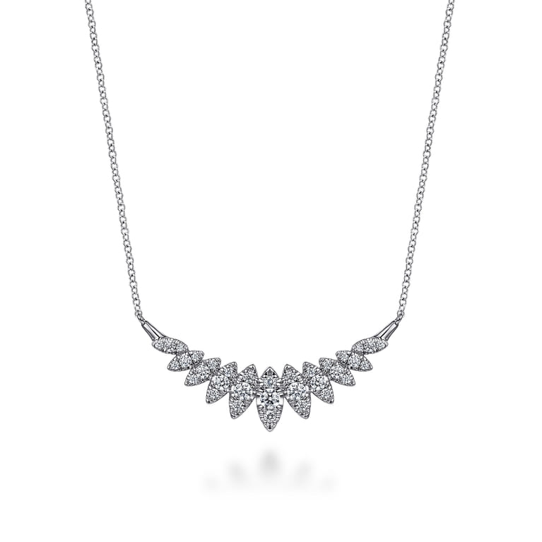14K White Gold Diamond Marquise Bar Necklace - 0.75 ct - Shot 1