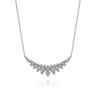 14K White Gold Diamond Marquise Bar Necklace - 0.75 ct