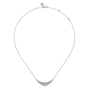 14K White Gold Diamond Marquise Bar Necklace