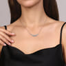 14K White Gold Diamond Marquise Bar Necklace - 0.75 ct