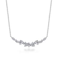 14K White Gold Diamond Marquise Bar Necklace