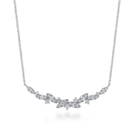 14K White Gold Diamond Marquise Bar Necklace