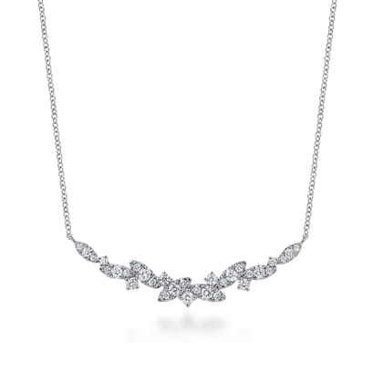 14K White Gold Diamond Marquise Bar Necklace