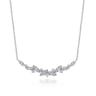 14K White Gold Diamond Marquise Bar Necklace - 0.75 ct