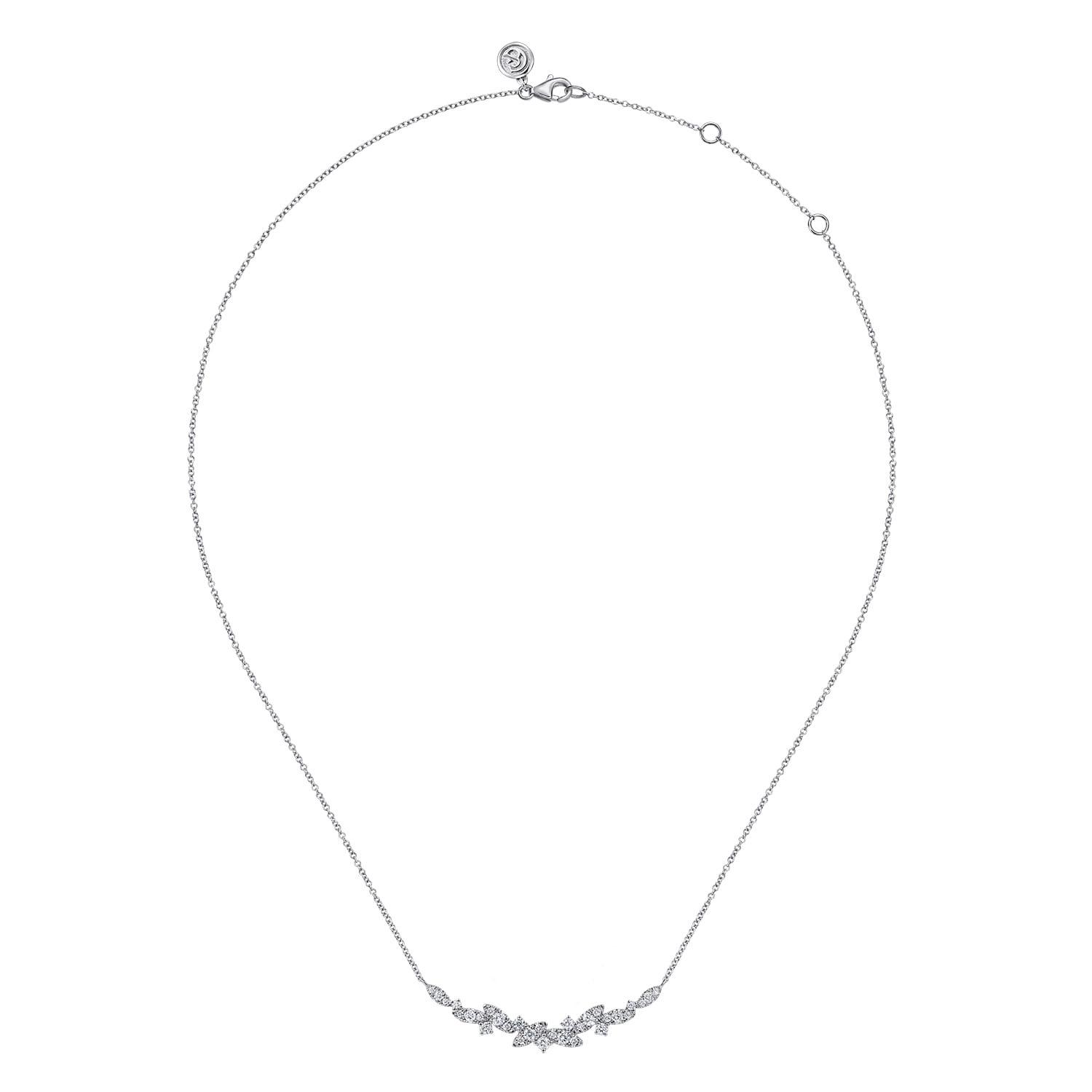 14K White Gold Diamond Marquise Bar Necklace - 0.75 ct - Shot 2