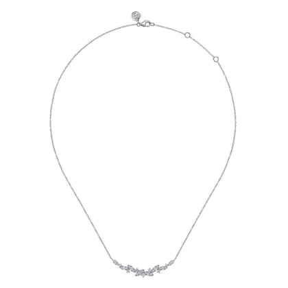 14K White Gold Diamond Marquise Bar Necklace