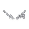 14K White Gold Diamond Marquise Ear Climber Earrings - 0.5 ct