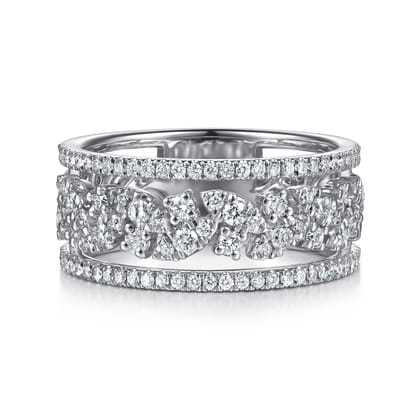 14K White Gold Diamond Marquise Easy Stackable Ring