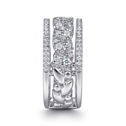 14K White Gold Diamond Marquise Easy Stackable Ring
