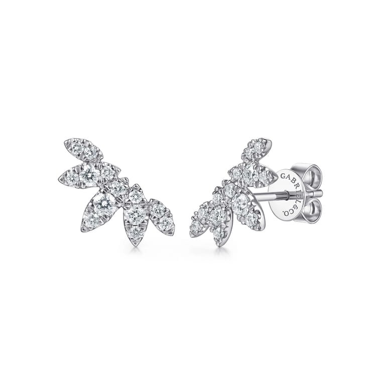 14K White Gold Diamond Marquise Stud Earrings - 0.4 ct - Shot 1