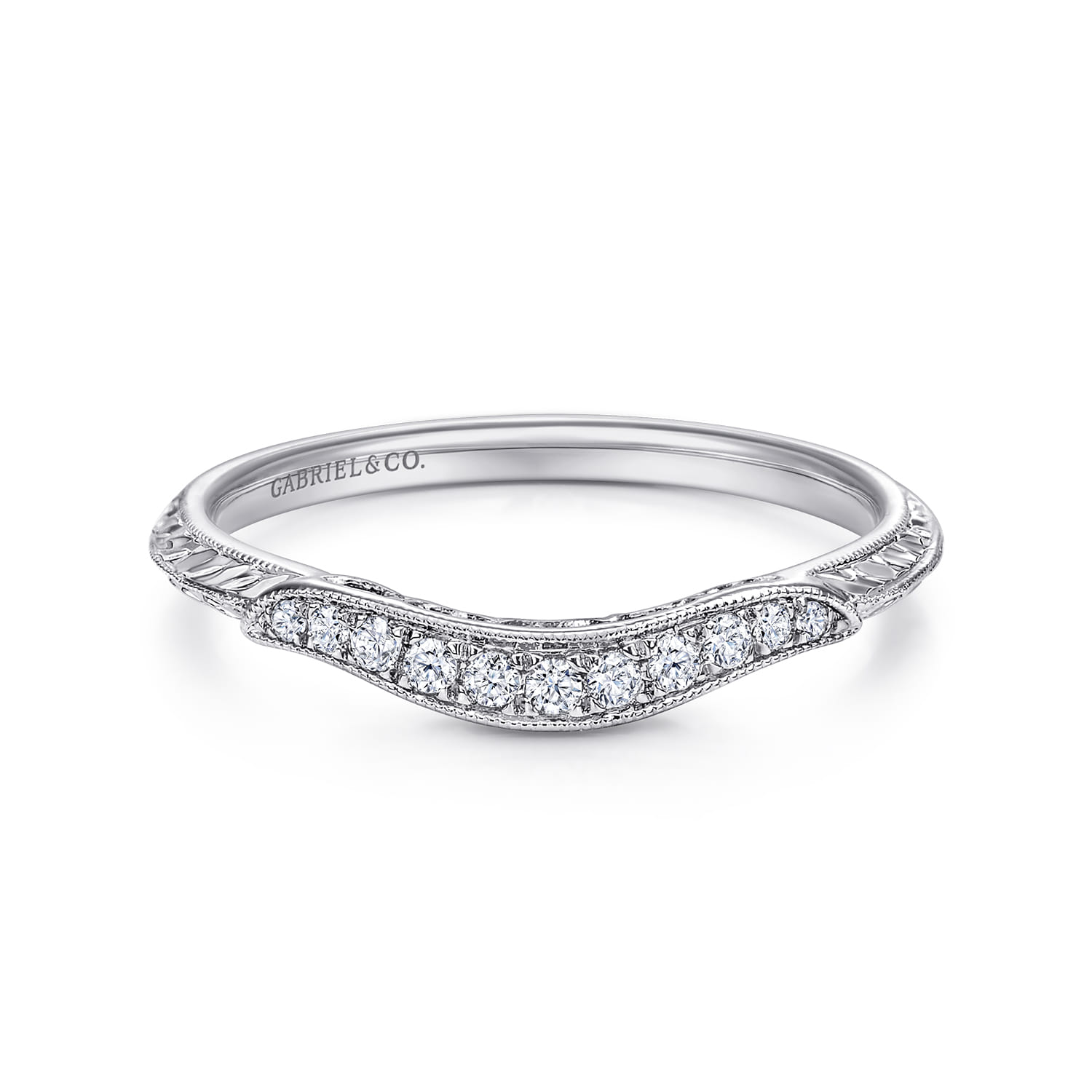 14K White Gold Diamond Matching Wedding Band - 0.09 ct - Shot 1